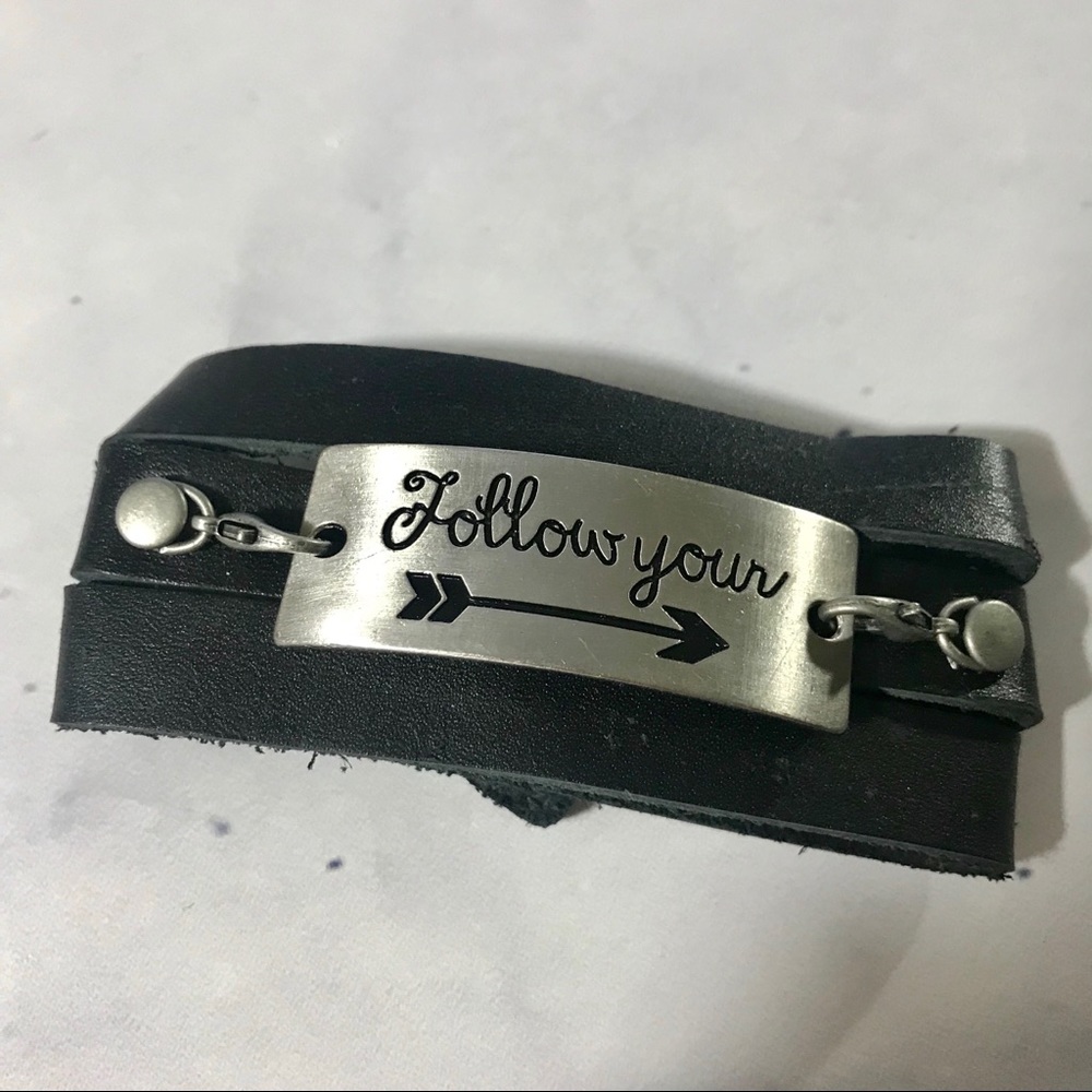 Follow Your Arrow Black Leather Wrap Bracelet